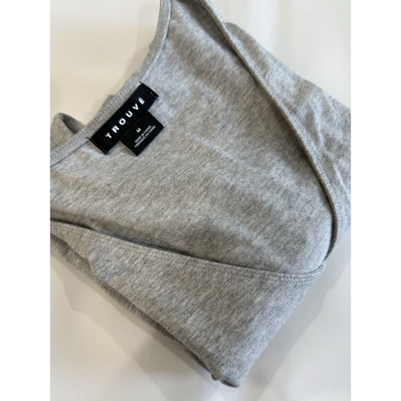 Womens Trouve Grey Bodysuit Cut Out Short Sleeve V Neck Jersey Knit Size M - Picture 4 of 7